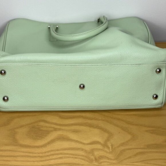 Levenger Pastel Green Pebble Leather Luxury Shoulder Handbag Purse - Picture 6 of 14